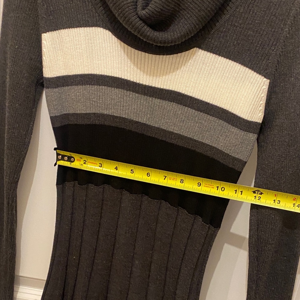 Calvin Klein Black, White & Gray Long Sleeve Sweater Dress - Picture 7 of 9